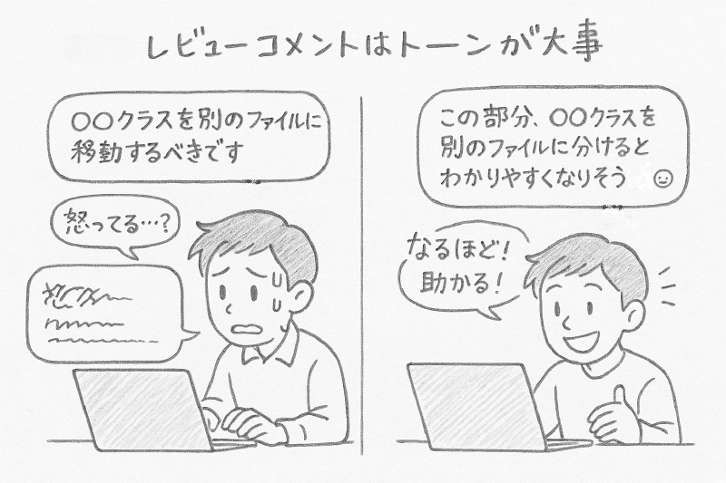 レビューコメントはトーンが大事